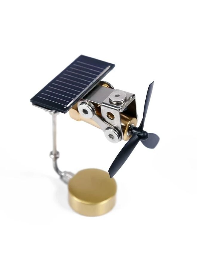 زخرفة سيارة طاحونة هواء معدنية تعمل بالطاقة الشمسية 3 ريش متينة ديكور منزلي مركبة لعبة تعليمية - Image 5