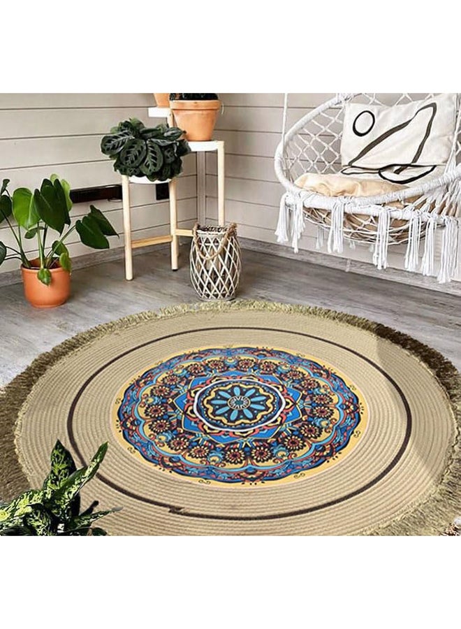 HOME TASTE Hometaste Round Natural Jute Braided Carpet Mats - Anti-Slip Backing - Heavy Carpet Runner For Living Room, Bedroom, Yoga Mat (120X120Cm) 