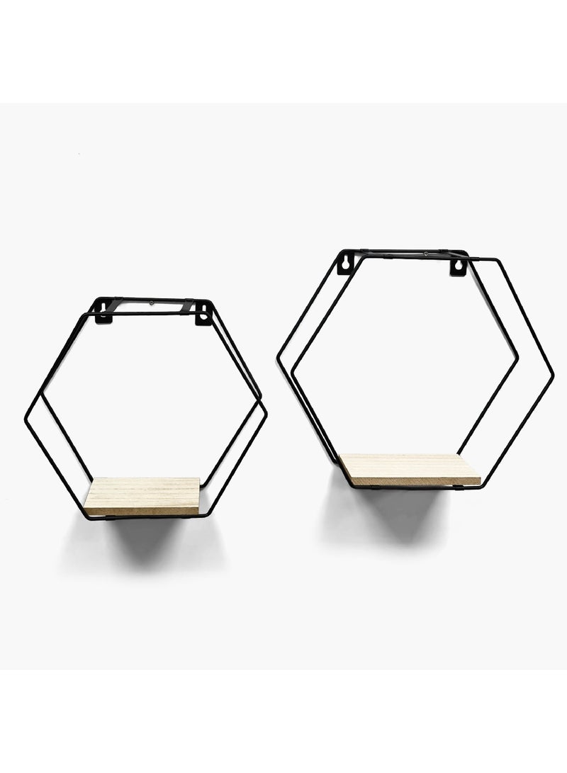 Home Box مجموعة رفوف حائط سيرا سداسية 2 قطعة 30 × 27 × 10 سم - Image 3