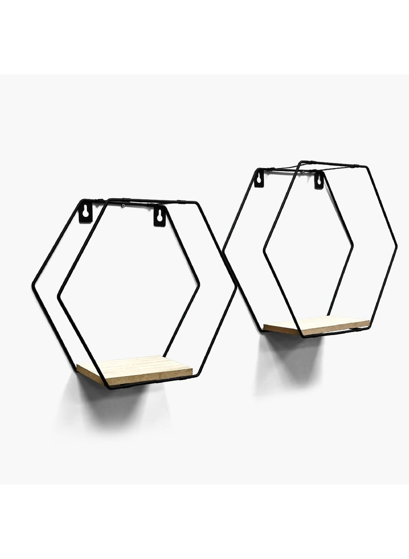 Home Box مجموعة رفوف حائط سيرا سداسية 2 قطعة 30 × 27 × 10 سم - Image 4