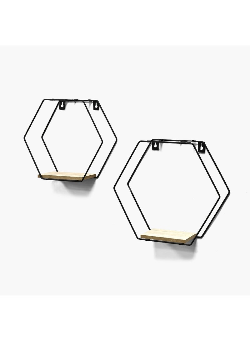 Home Box مجموعة رفوف حائط سيرا سداسية 2 قطعة 30 × 27 × 10 سم - Image 2