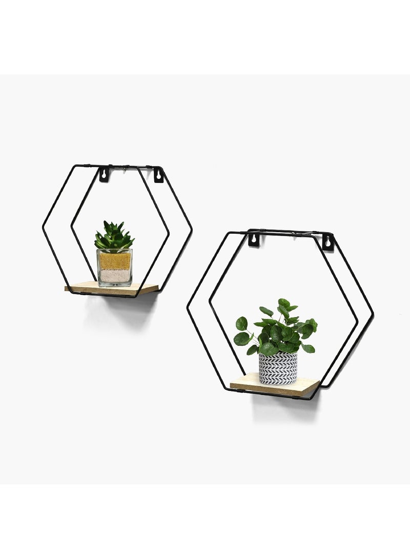 Home Box مجموعة رفوف حائط سيرا سداسية 2 قطعة 30 × 27 × 10 سم - Image 1