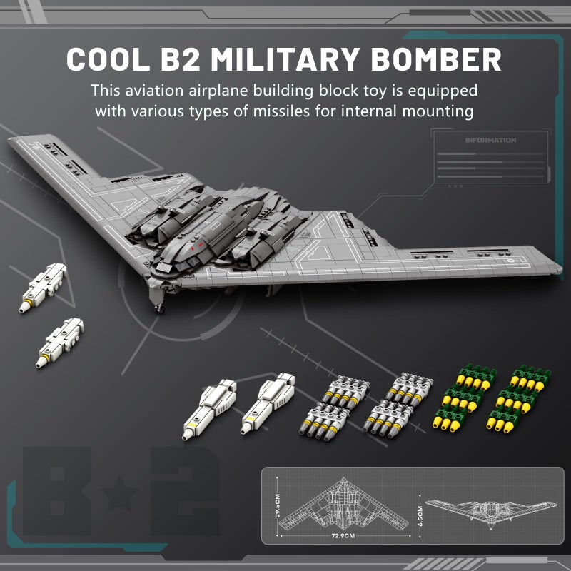 JMBricklayer Fighter Jet Building Set 60013, B2 Military Bomber Plane for Adults, Aviation Airplane Model Collection or Home Decor, Gifts for Adult Men and Military Fans - Image 3