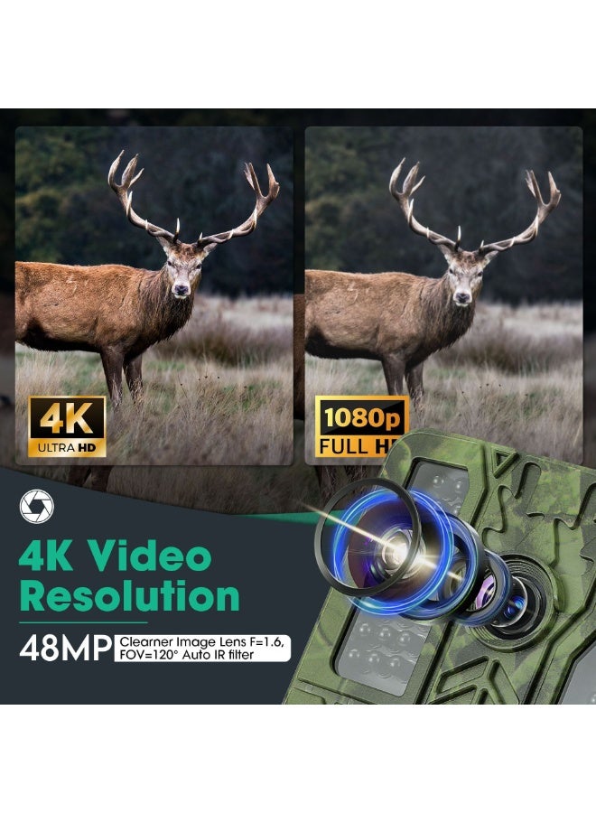 Trail Camera, 4K 48MP WiFi Hunting Game Camera, 0.2s Trigger Time Deer Trail Camera, Infrared Night Vision IP67 Waterproof Wireless Wide Angle Trail Camera, for Outdoor Wildlife Monitoring - Image 5