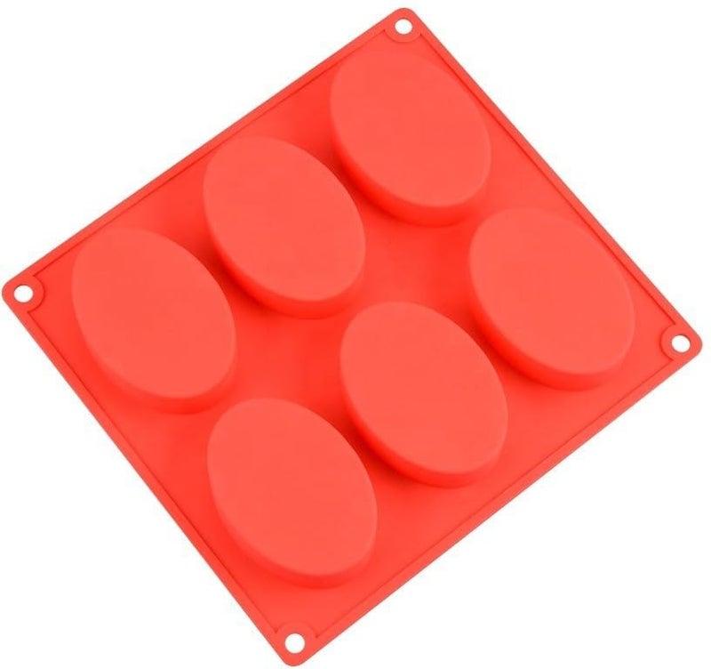 Ality 6-Cavity Silicone Mould for Soap Making, Loaf, Muffins - Pack of 1 Red (Red) - Image 1