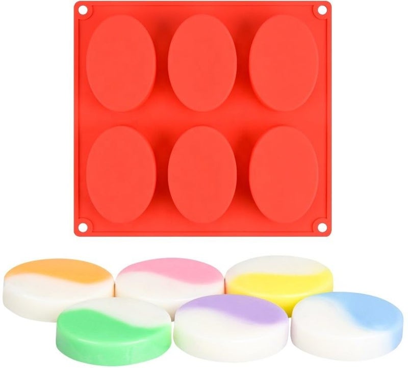 Ality 6-Cavity Silicone Mould for Soap Making, Loaf, Muffins - Pack of 1 Red (Red) - Image 2