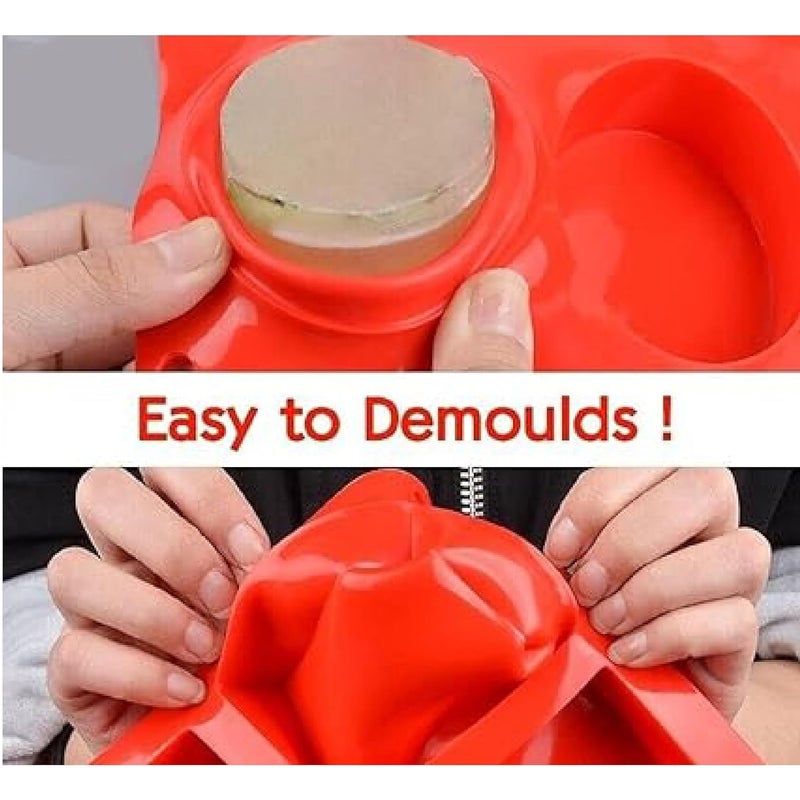 Ality 6-Cavity Silicone Mould for Soap Making, Loaf, Muffins - Pack of 1 Red (Red) - Image 3