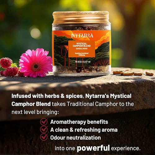 Nytarra Mystical Camphor Blend - Sandalwood 70g | Original Pure Kapooram Infused with Herbs & Spices | Diffuser-Friendly Botanical Mix | Clean Aroma | Modern Twist on Traditional Puja Rituals - Image 3