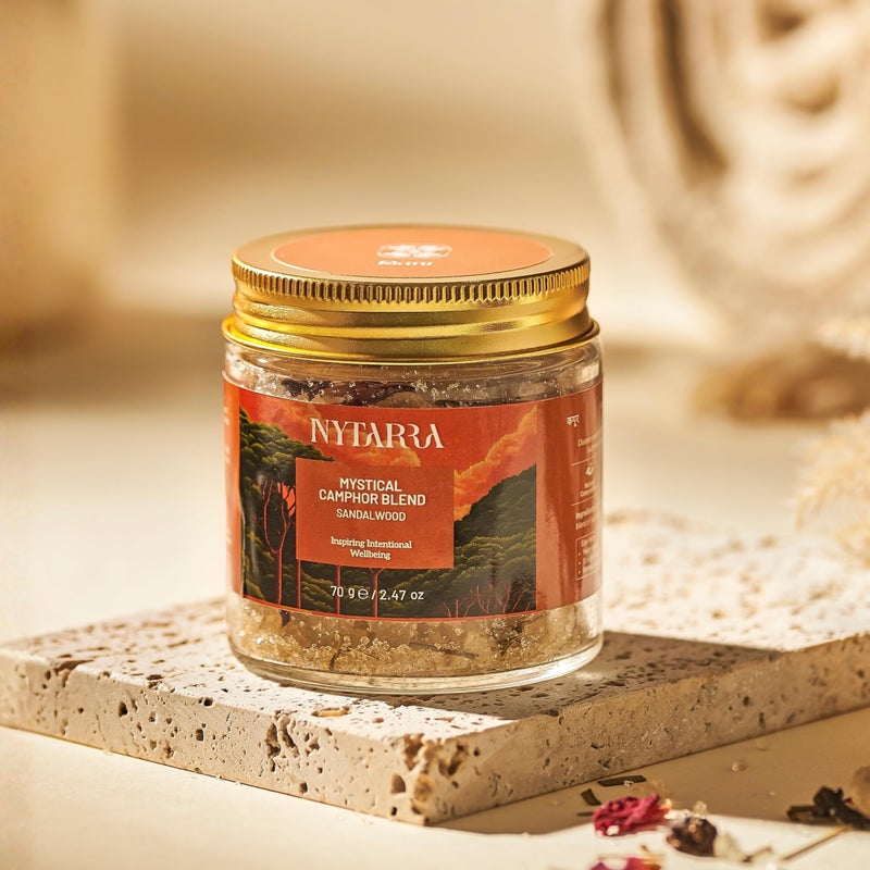 Nytarra Mystical Camphor Blend - Sandalwood 70g | Original Pure Kapooram Infused with Herbs & Spices | Diffuser-Friendly Botanical Mix | Clean Aroma | Modern Twist on Traditional Puja Rituals - Image 2
