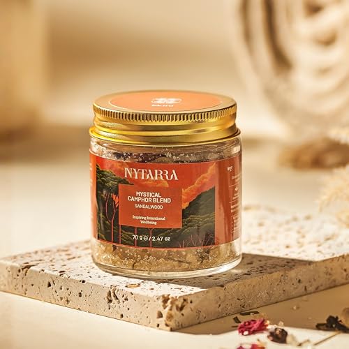 Nytarra Mystical Camphor Blend - Sandalwood 70g | Original Pure Kapooram Infused with Herbs & Spices | Diffuser-Friendly Botanical Mix | Clean Aroma | Modern Twist on Traditional Puja Rituals - Image 1
