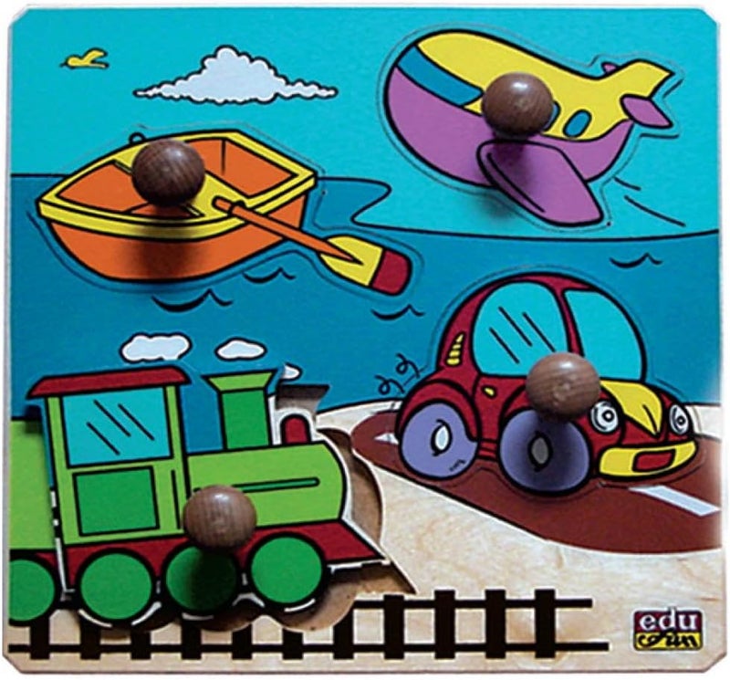 EDU Fun Big Knobs Vehicles Puzzle - Engaging Shape Puzzle for Kids