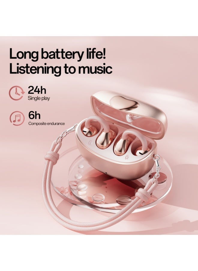 caijin Open Ear Wireless Headphones,Clip-On Earbuds,Bluetooth 6.0 with Mic,ENC, IPX7 Waterproof,24H Playtime,Lightweight for Small Ears,Stable Connection for Work, Sports, Glasses Friendly & Gift - Image 4