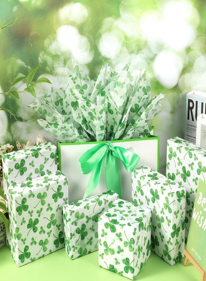 Fabllewavi 60 Sheets Shamrock Tissue Paper, Watercolor Seamless Clover Pattern Wrapping Paper for St. Patrick's Day DIY Crafts Irish Themed Party Gift Wrap Supplies, 13.8 x 19.7 Inch - Image 5
