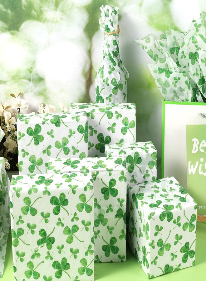 Fabllewavi 60 Sheets Shamrock Tissue Paper, Watercolor Seamless Clover Pattern Wrapping Paper for St. Patrick's Day DIY Crafts Irish Themed Party Gift Wrap Supplies, 13.8 x 19.7 Inch - Image 4