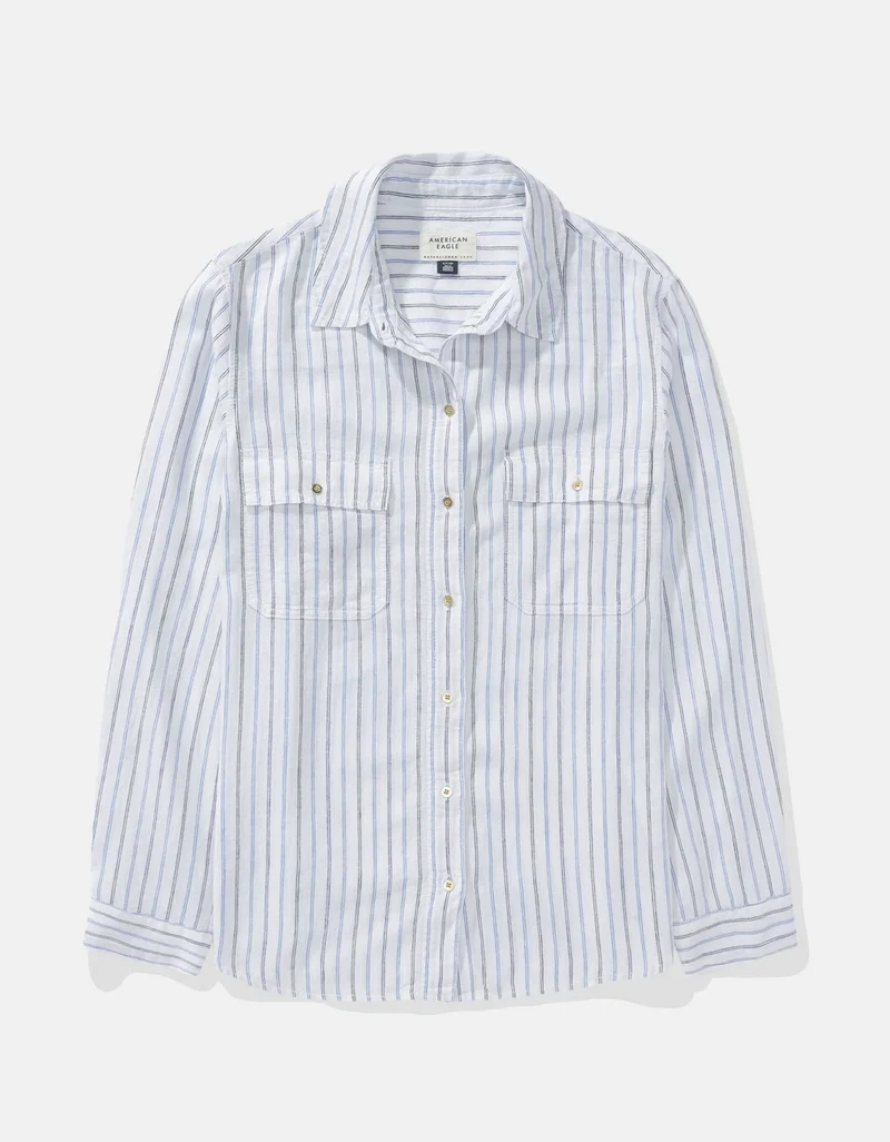 امريكان ايجل قميص ويك إند بأكمام طويلة وأزرار إغلاق