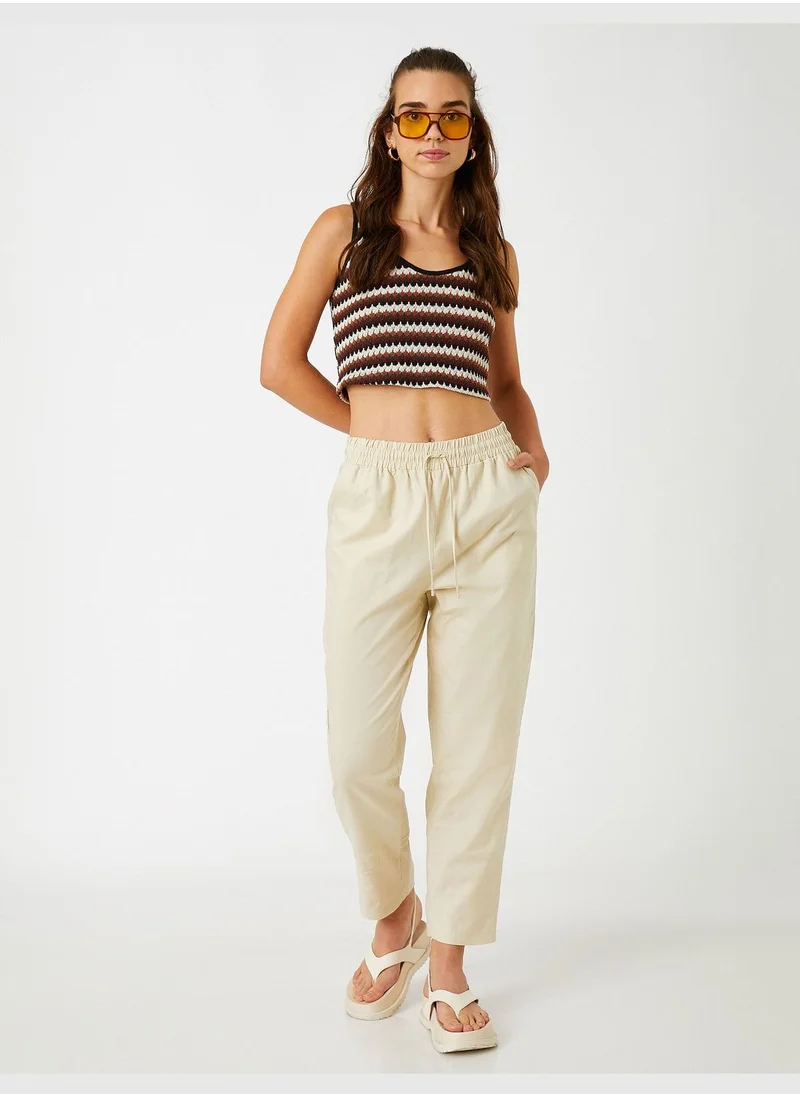 كوتون Drawstring Linen Trousers