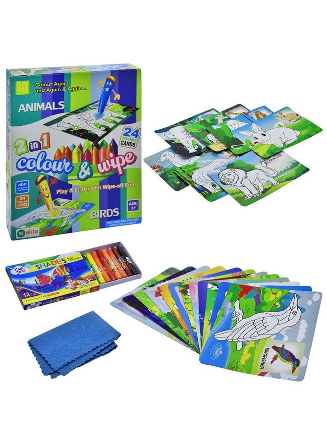 Ekta Ekta Color and Wipe Kit - Animals and Birds/ Preschool Coloring Kit for 3+ Years Toddlers/Kids - Image 1