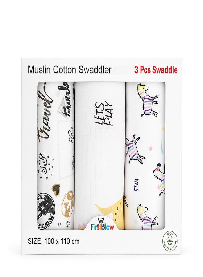 Firstblow 100% Muslin Cotton Swaddle for New Born Baby | Ultra Soft Baby Swaddle wrap for New Born | Organic Muslin Blanket for New Born Baby | Size-110cm x 100cm (42"x39") - Image 1
