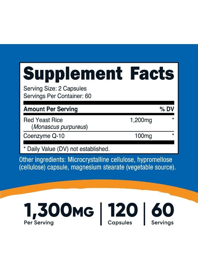 Nutricost Red Yeast Rice With Coq10 1300Mg, 120 Capsules, 60 Servings Nongmo, Gluten Free - Image 2