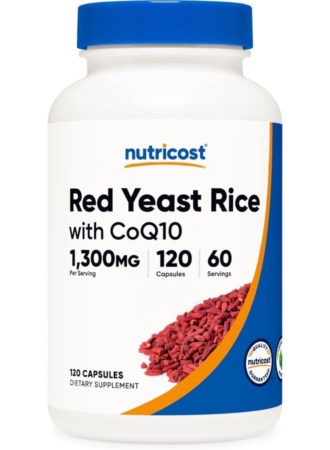 Nutricost Red Yeast Rice With Coq10 1300Mg, 120 Capsules, 60 Servings Nongmo, Gluten Free - Image 1