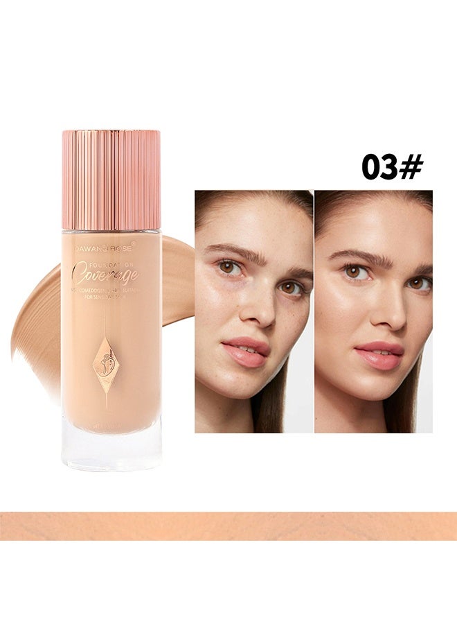 DAWANG ROSE Full Coverage Liquid Foundation, Smoothing Makeup Base Concealer Foundation, Matte Wear Concealer Block Cream, Minimizes Pores, Hides Wrinkles, Smooths & Blurs Skin, Advanced Real Moisture Foundation - #03 - Image 2