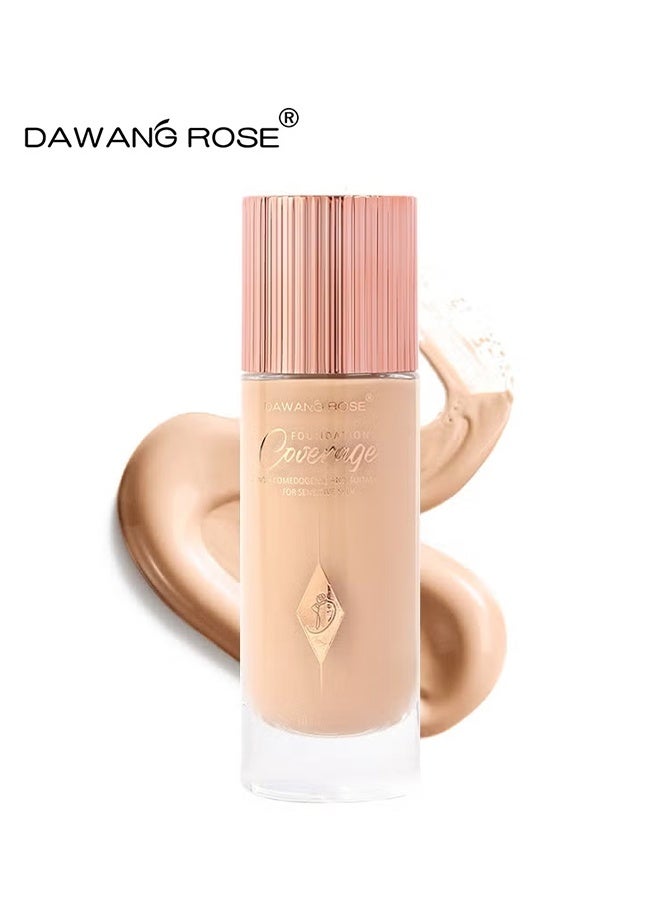 DAWANG ROSE Full Coverage Liquid Foundation, Smoothing Makeup Base Concealer Foundation, Matte Wear Concealer Block Cream, Minimizes Pores, Hides Wrinkles, Smooths & Blurs Skin, Advanced Real Moisture Foundation - #03 - Image 1