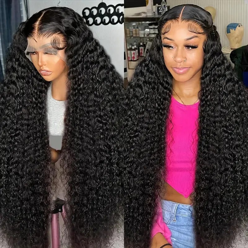 Front Lace Wig Front Wig Womens Mid-length small curly long curly hair fluffy natural full head cover in stock Black - Image 3