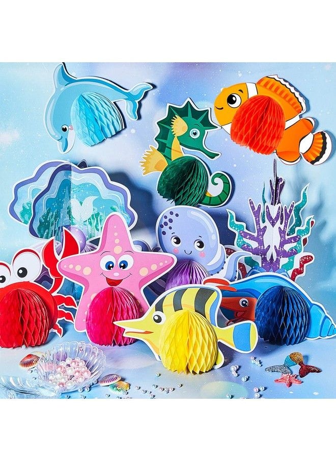 WILLBOND 12 Pieces Ocean Sea Animal Honeycomb Centerpiece Under The Sea Table Decorations Ocean Themed Marine Creature Decoration Fish Mermaid Table Honeycomb For Beach Themed Birthday Party Baby Shower  - Image 5