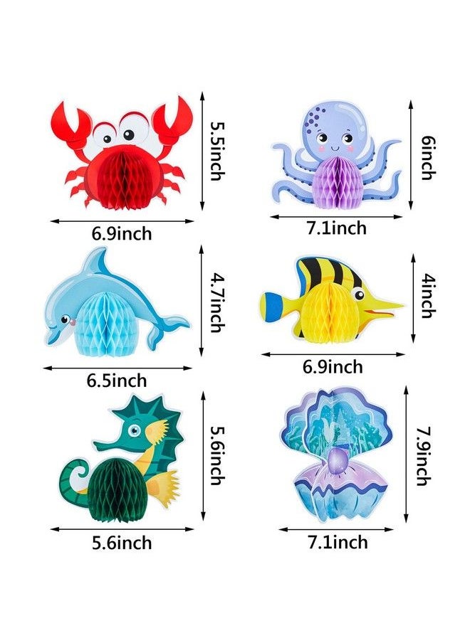WILLBOND 12 Pieces Ocean Sea Animal Honeycomb Centerpiece Under The Sea Table Decorations Ocean Themed Marine Creature Decoration Fish Mermaid Table Honeycomb For Beach Themed Birthday Party Baby Shower  - Image 3