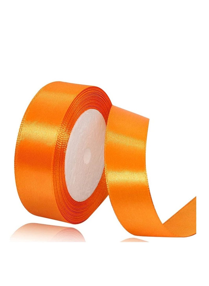 MARKQ شريط ساتان برتقالي، شريط بوليستر من القماش مقاس 24 مم × 25 ياردة لتغليف الهدايا، هدايا الحفلات، زينة الزفاف، صناعة القوس، الباقات، مشاريع الخياطة واللوازم الحرفية - Image 1