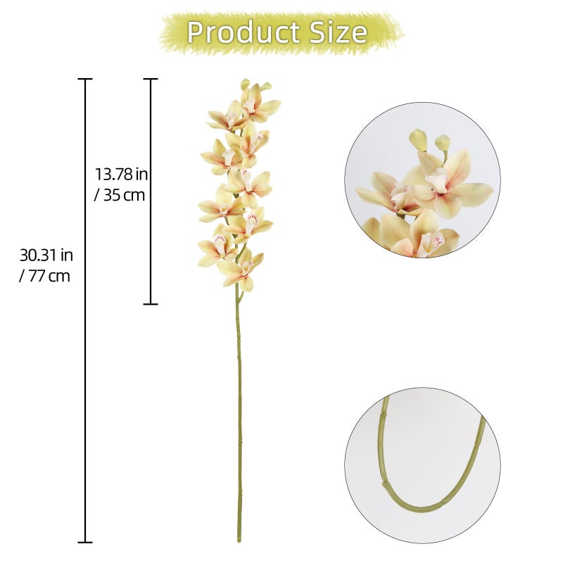 IPOPU 5 Pcs Real Touch Faux Orchid Champagne Orchid Artificial Flowers with Long Stem for Wedding Party Centerpiece Bridal Bouquet DIY Home Living Room Decoration - Image 2