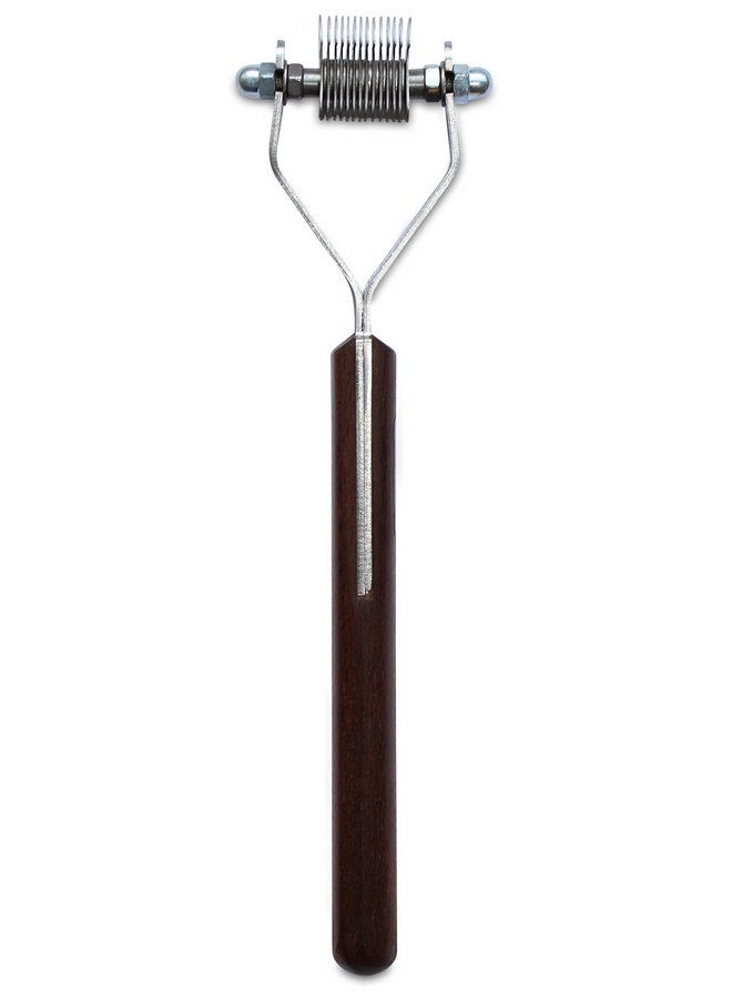 Mars Coat King Mini Dematting Undercoat Grooming Rake Stripper Tool and Detailing Body Work for Dogs and Cats, Stainless Steel with Wooden Handle, Made in Germany, 14-Blade Extra Fine - Image 1