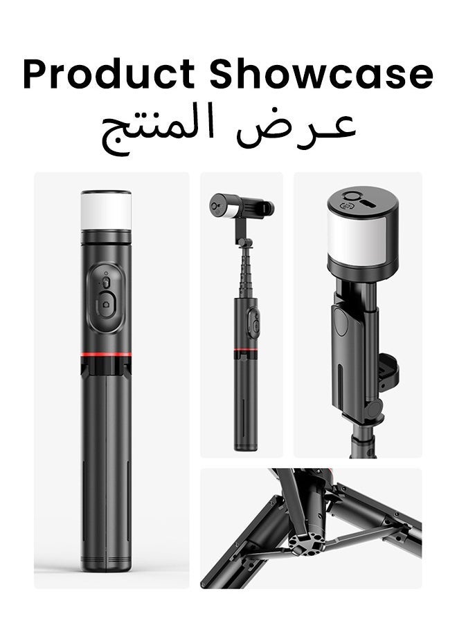Raxoom Selfie Stick Tripod with Fill Light, Extendable 3-in-1 Phone Tripod with Wireless Remote Control for Mobile Phone Makeup Selfie Live, Taking Selfie Photo/Videos/Vlog During Travel - Image 2