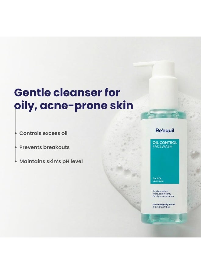 RE' EQUIL Oil Control Face Wash | Soap & Sulphate Free Face Wash with Zinc PCA | Controls Excessive Oil Production | For Oily Acne Prone Skin | 150 ml - Image 2
