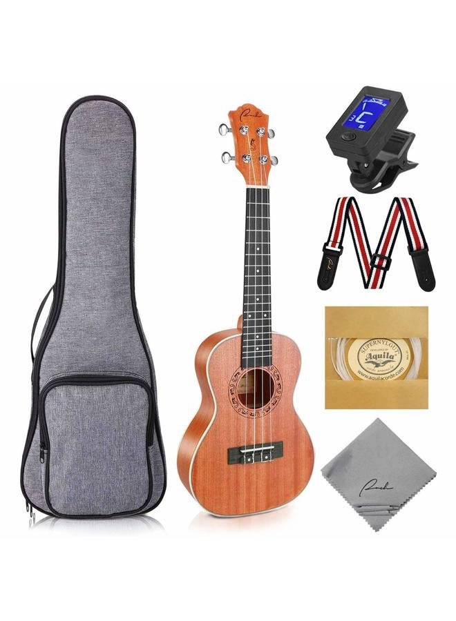 Ranch Concert Ukulele - Ukelele 23" Beginner Professional Kit with 12 Online Lessons, Gig Bag, Tuner, Strap, Aquila Strings Set - Image 1