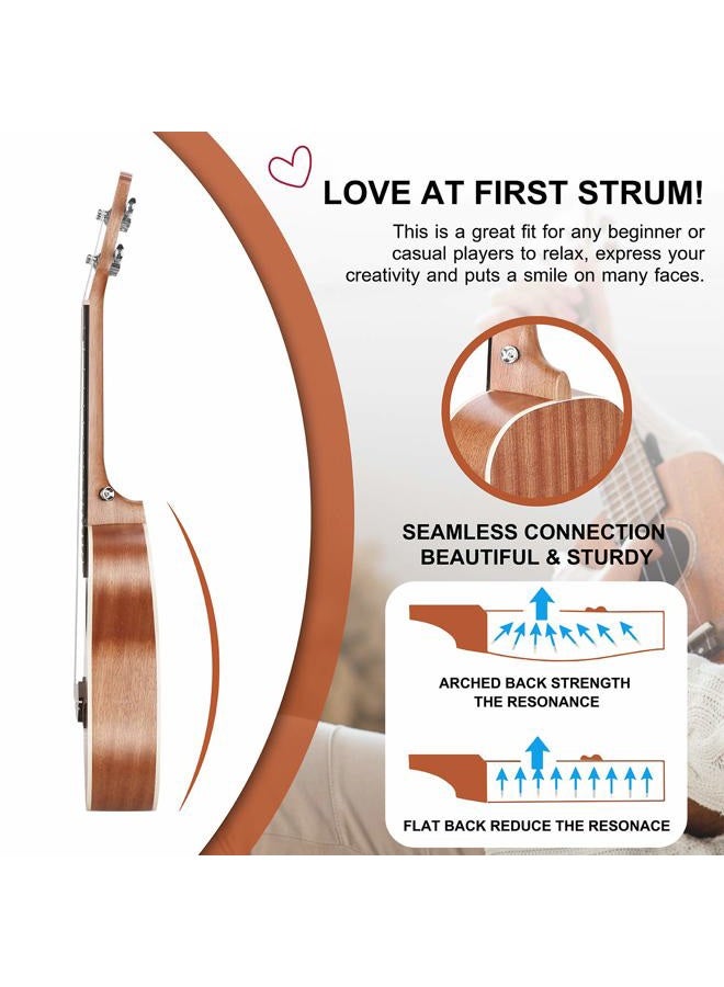 Ranch Concert Ukulele - Ukelele 23" Beginner Professional Kit with 12 Online Lessons, Gig Bag, Tuner, Strap, Aquila Strings Set - Image 5