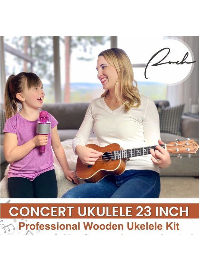 Ranch Concert Ukulele - Ukelele 23" Beginner Professional Kit with 12 Online Lessons, Gig Bag, Tuner, Strap, Aquila Strings Set - Image 2