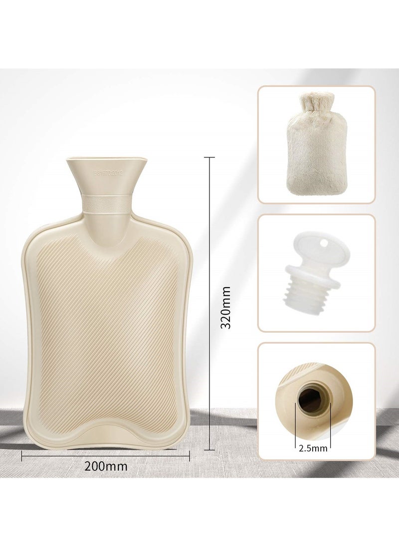 2L Rubber Hot Water Bottle with Plush Cover for Menstrual and Pain Relief, Ideal for Neck, Shoulders and Feet - Image 2