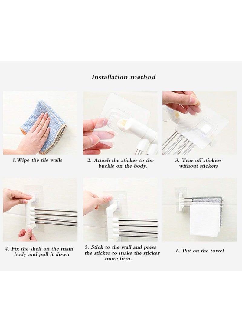 KBDev KBDev 4 Bar Stainless Steel Towel Rack with Rod for Bathroom  - Image 5