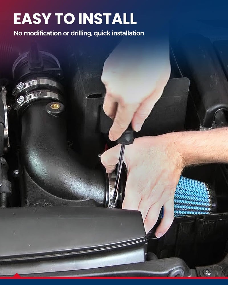 KAX 4 inch Cold Air Intake System Kit + Heat Shield Compatible with 1997-2003 F150 4.6/5.4L, 1997-2003 Expedition 4.6L, 1997-1999 F250 5.4L, Blue - Image 4