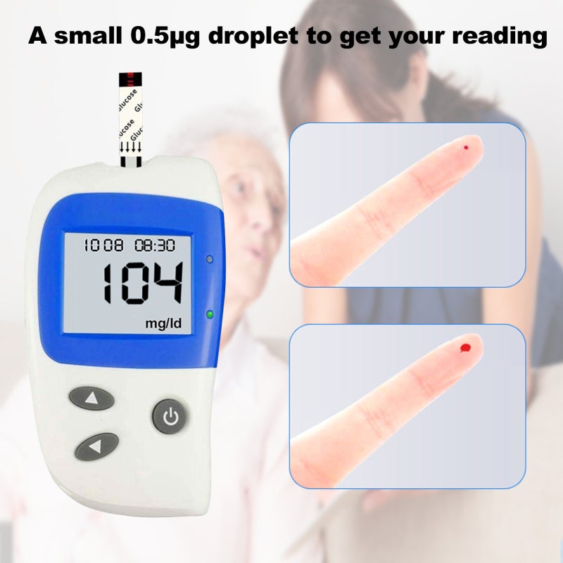 Blood Sugar Test Kit, Diabetes Blood Glucose Meter Monitor Kit with 50 Test Strips and 50 Lancets, Sugar Machine No Coding - Image 4