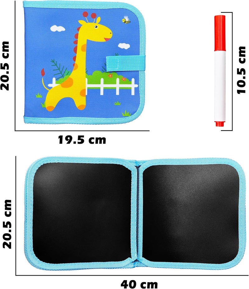 VGRASSP 6 Pages Erasable Slate Book for Kids with 12 Washable Markers and Wet Wipes - Reusable Doodle and Scribble Pad for Boys and Girls - Color As Per Stock - Image 3