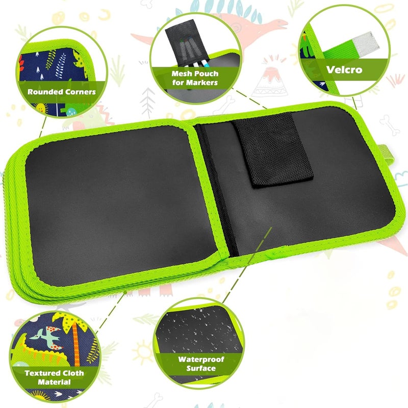 VGRASSP 6 Pages Erasable Slate Book for Kids with 12 Washable Markers and Wet Wipes - Reusable Doodle and Scribble Pad for Boys and Girls - Color As Per Stock - Image 5