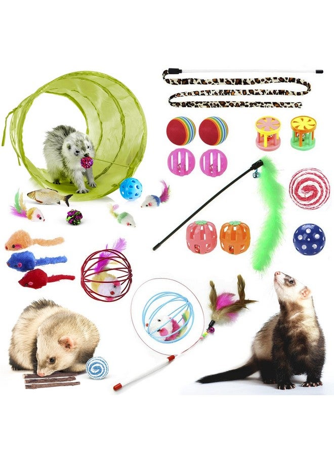 SunGrow Ferret Tunnel And Assorted Toys Variety Pack, Interactive Kitten & Ferret Toys & Accessories, For Indoors, Teaser Wand, Crinkle Balls, Bell Set, Etc., 30 Pcs Per Pack - Image 1