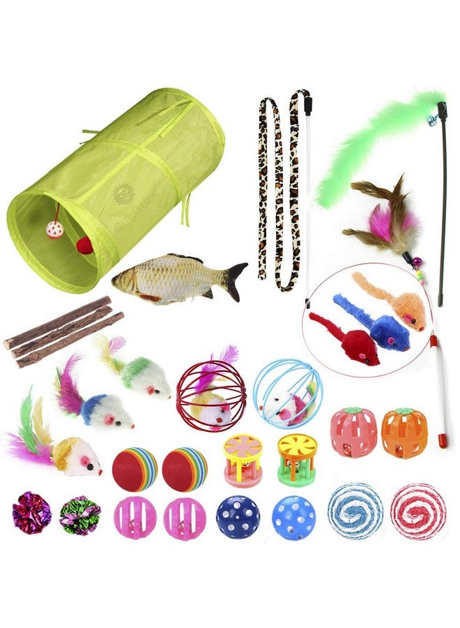 SunGrow Ferret Tunnel And Assorted Toys Variety Pack, Interactive Kitten & Ferret Toys & Accessories, For Indoors, Teaser Wand, Crinkle Balls, Bell Set, Etc., 30 Pcs Per Pack - Image 2