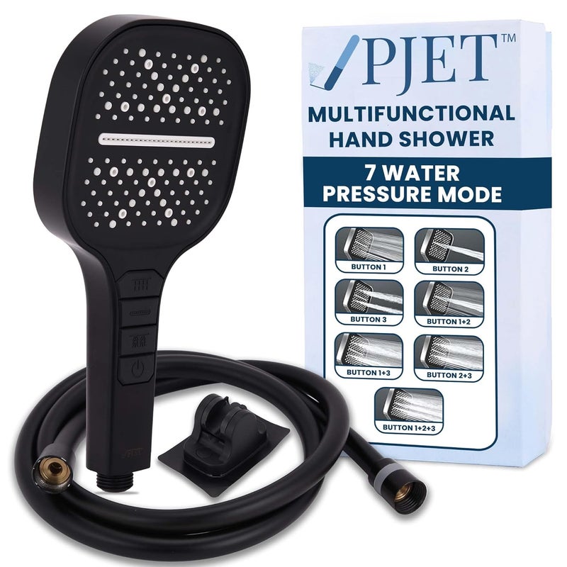 PJET Hand Shower For Bathroom Multifunctional 7 Mode Bathroom Shower Silicon Bathroom Hand Shower Easy Mode Switching Durable Longlasting Handheld Shower SetBlack - Image 1