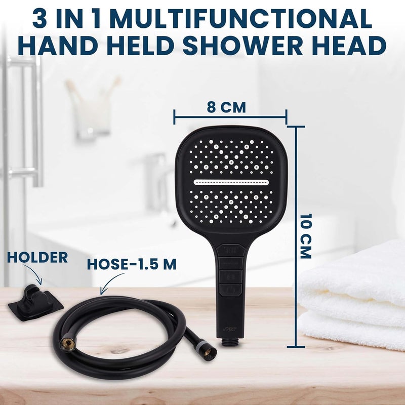 PJET Hand Shower For Bathroom Multifunctional 7 Mode Bathroom Shower Silicon Bathroom Hand Shower Easy Mode Switching Durable Longlasting Handheld Shower SetBlack - Image 2