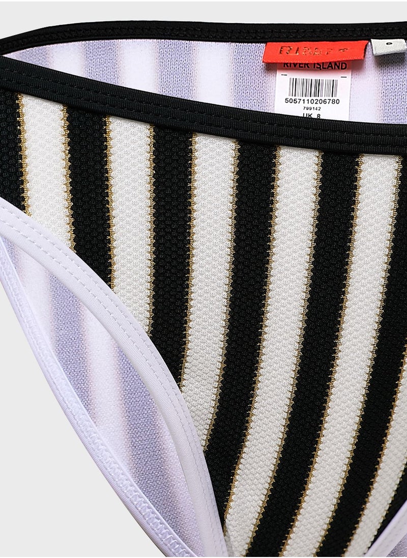 RIVER ISLAND - High Leg Stripe Bikini Brief - Image 1