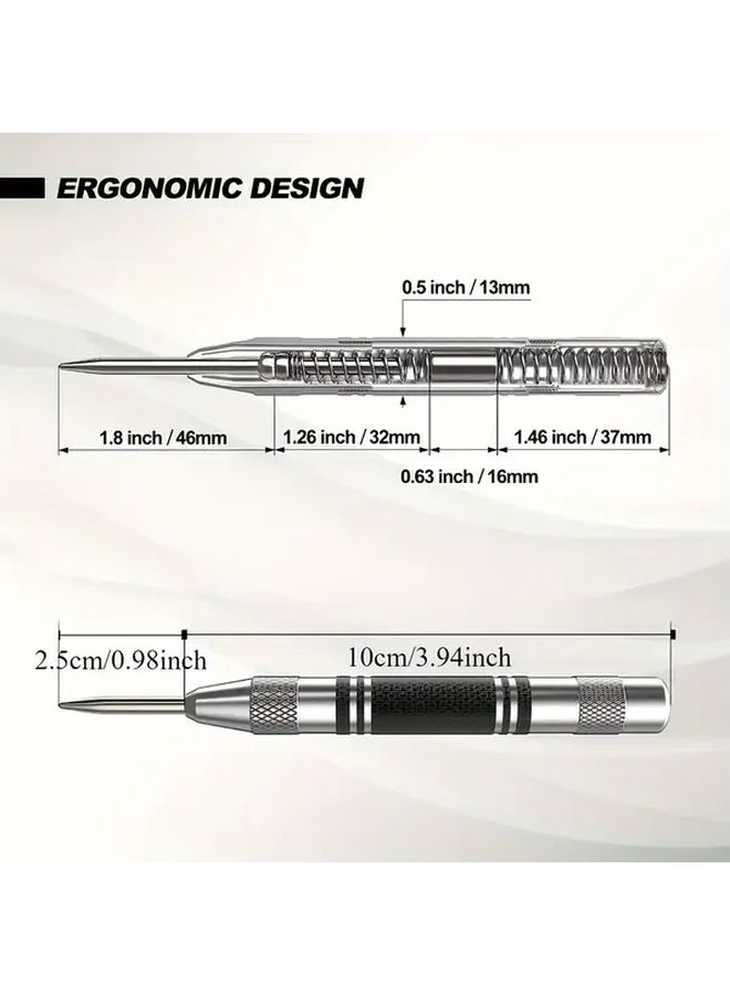 Heavy Duty Automatic Center Punch Tool With Non Slip Grip Chrome Steel Includes Three Punch Bits - Image 4