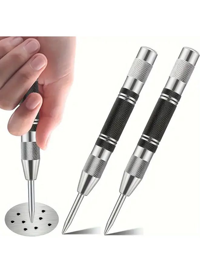 Heavy Duty Automatic Center Punch Tool With Non Slip Grip Chrome Steel Includes Three Punch Bits - Image 2